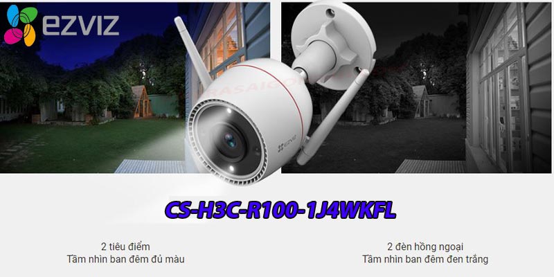 CMR WI-FI EZVIZ H3C (R100-1J4WKFL) 4Mpx –Ngoài Trời -Màu ban đêm Chính Hãng